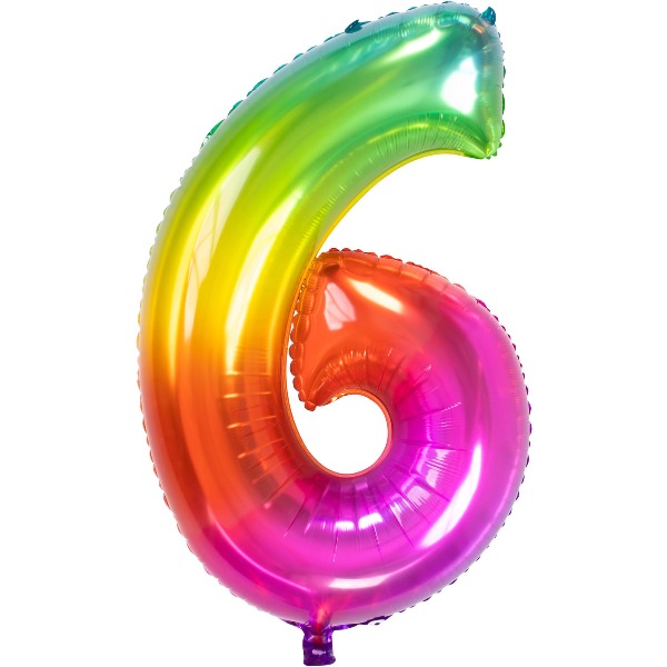 Folieballon Yummy Gummy Rainbow Cijfer 6 - 86 cm